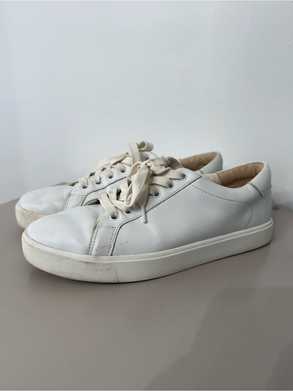 Sam Edelman White Leather Low-Top Sneakers
